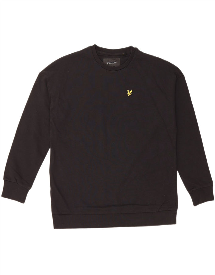LYLE & SCOTT Mens Sweatshirt Jumper Medium Black Cotton