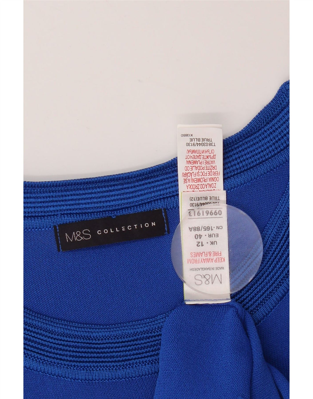 Marks & Spencer Womens Blouse Top UK 12 Medium Blue Geometric Viscose