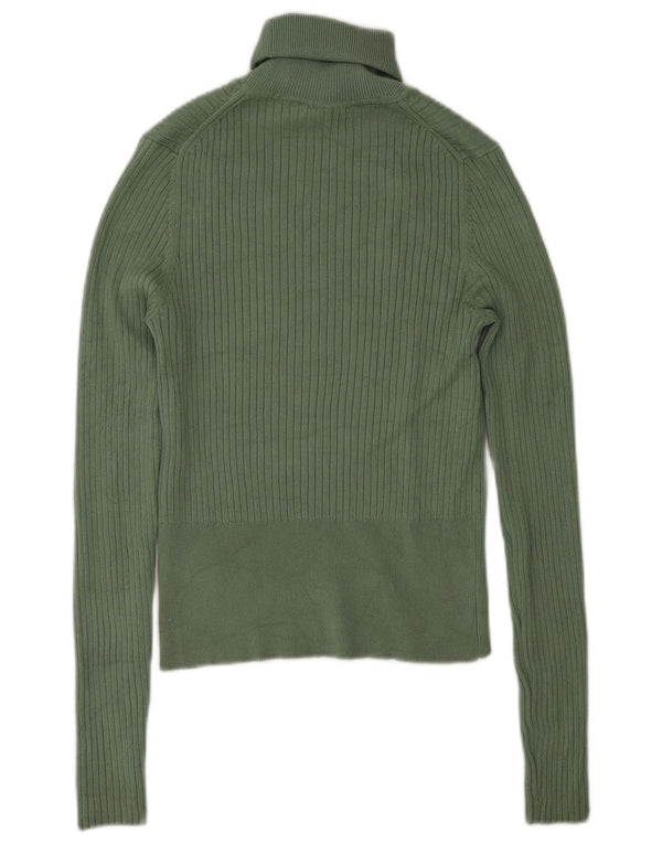 Zara Womens Roll Neck Jumper Sweater UK 12 Medium Green Viscose