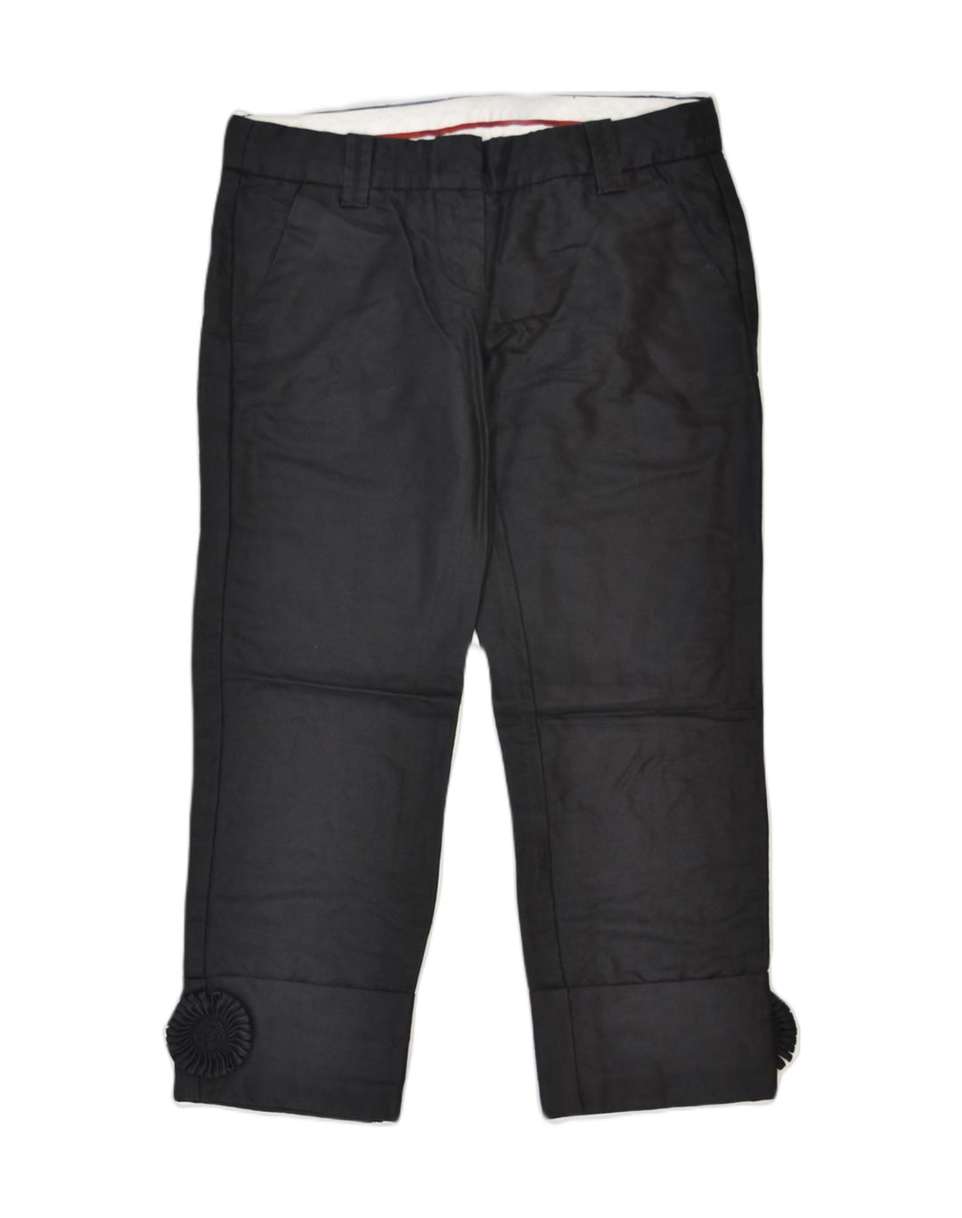 ICEBERG Womens Crop Casual Trousers IT 42 Medium W32 L24 Black Cotton | Vintage | Thrift | Second-Hand | Used Clothing | Messina Hembry 