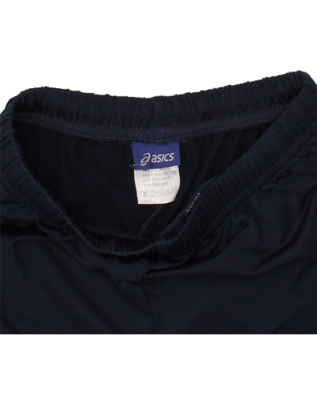 ASICS Boys Graphic Sport Shorts 7-8 Years Navy Blue Polyester Vintage Asics and Second-Hand Asics from Messina Hembry 