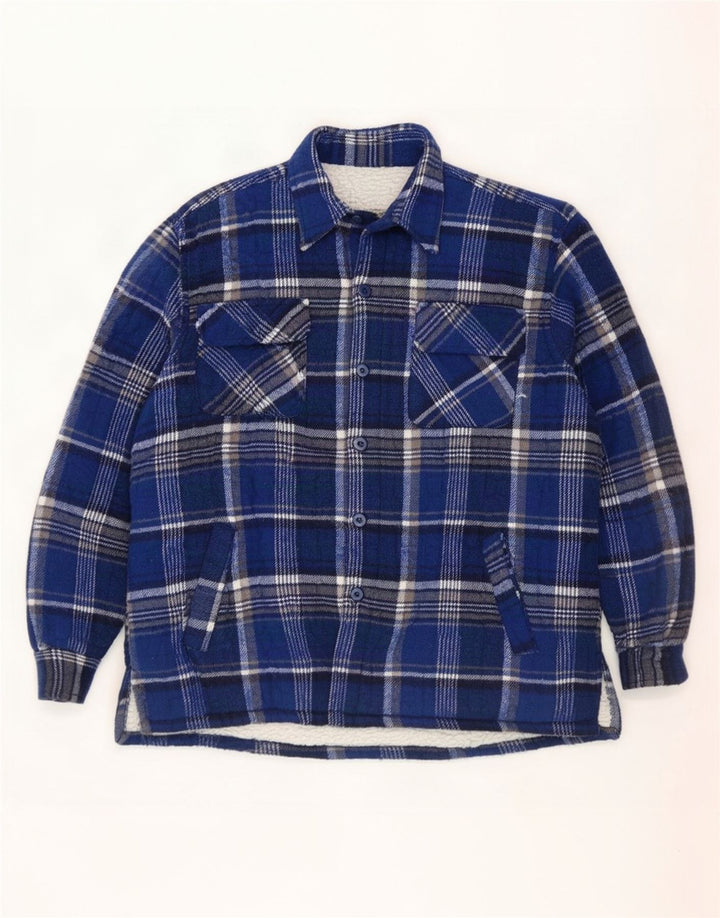 Vintage Mens Lumberjack Flannel Shirt XL Navy Blue Check