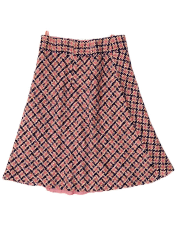 Vintage Womens A-Line Skirt Medium W30 Pink Houndstooth
