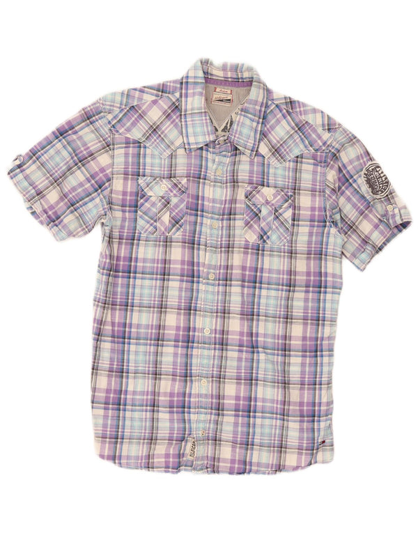 Tommy Hilfiger Mens Short Sleeve Shirt Medium Multicoloured Check Cotton