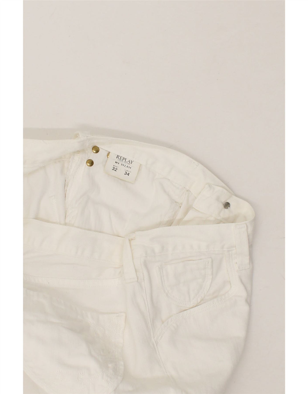 REPLAY Womens Straight Jeans W32 L29  White Cotton Vintage Replay and Second-Hand Replay from Messina Hembry 