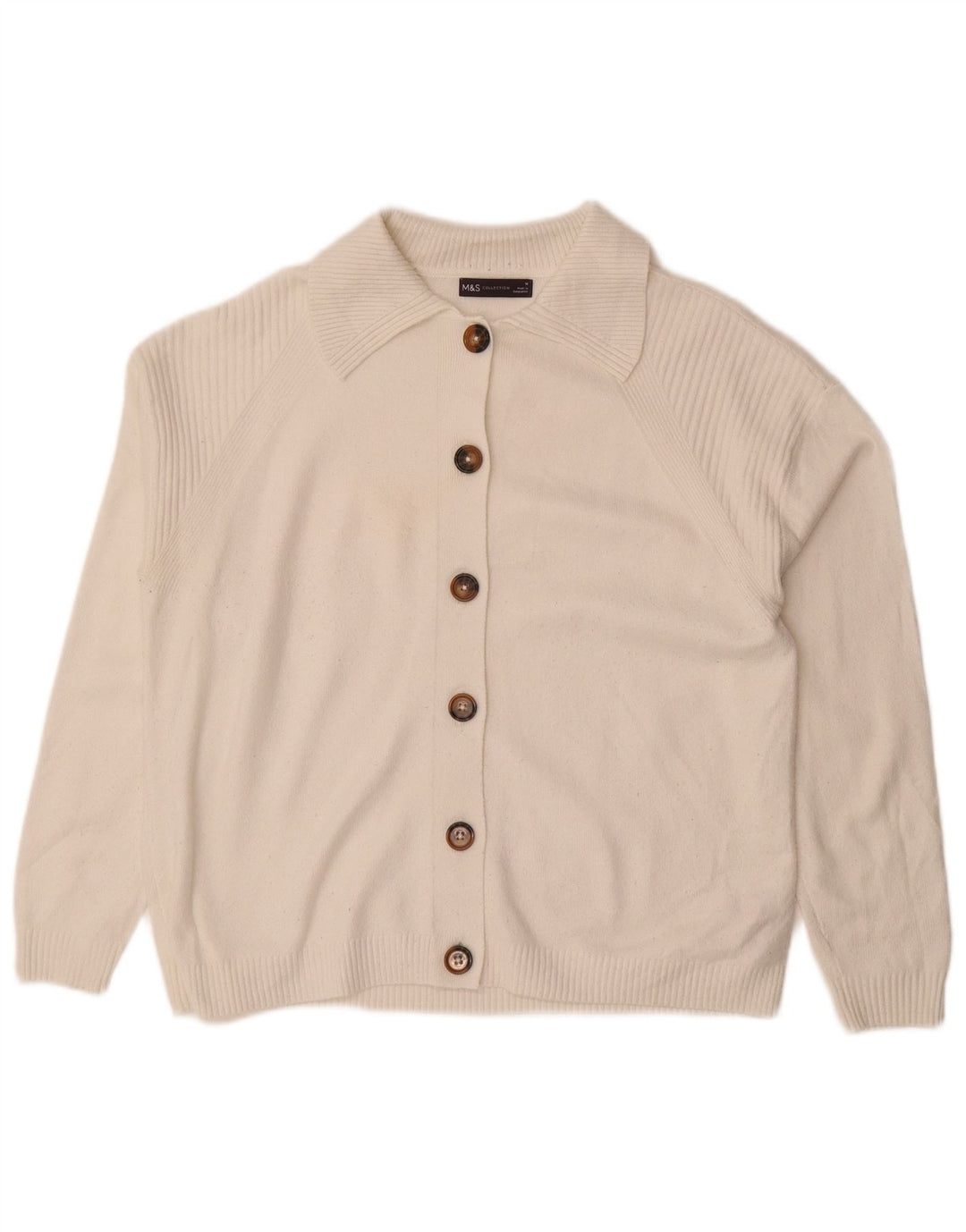 Marks & Spencer Dame Loose Fit Cardigan Sweater UK 14 Medium White