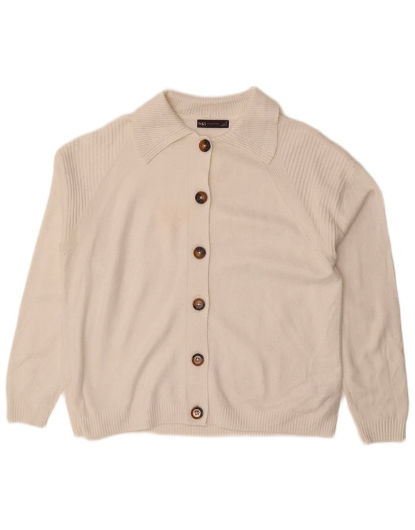 Marks & Spencer Womens Loose Fit Cardigan Sweater UK 14 Medium White
