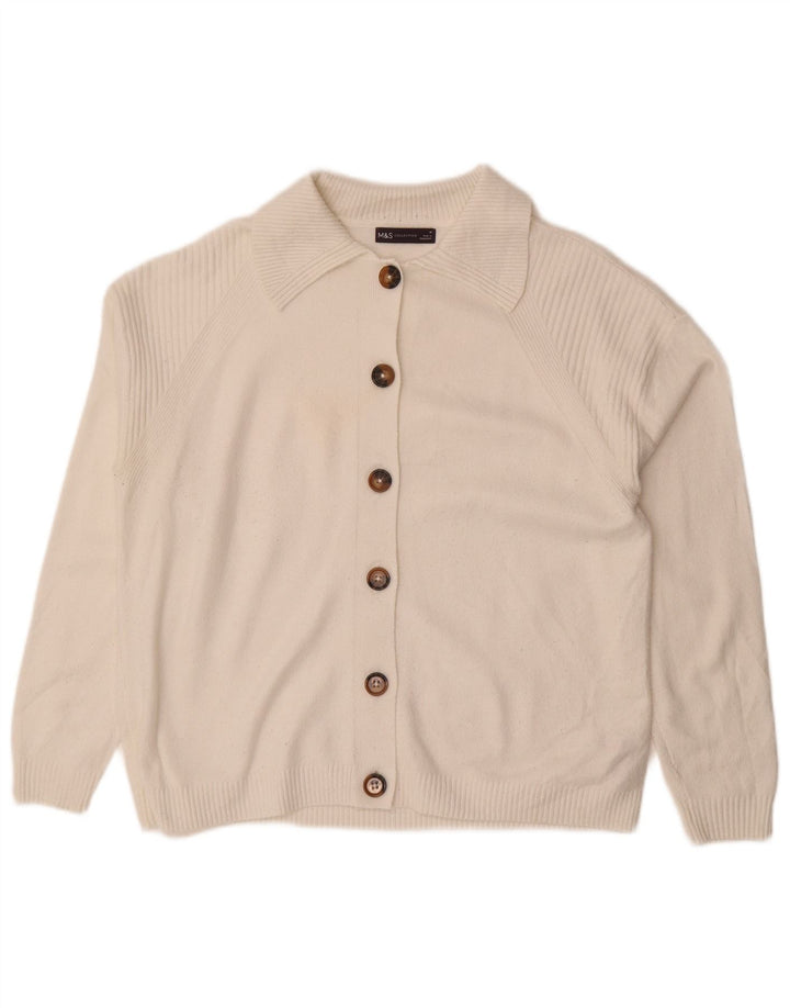 Marks & Spencer Dame Loose Fit Cardigan Sweater UK 14 Medium White