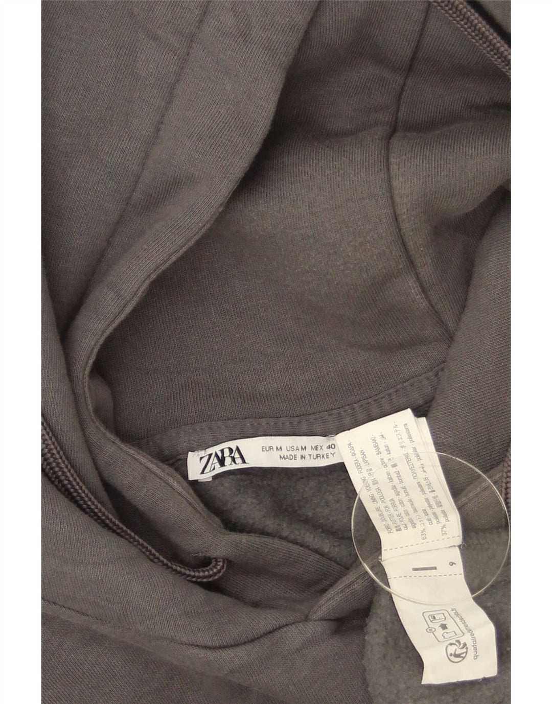 Zara Pull À Capuche Homme Gris Moyen Coton