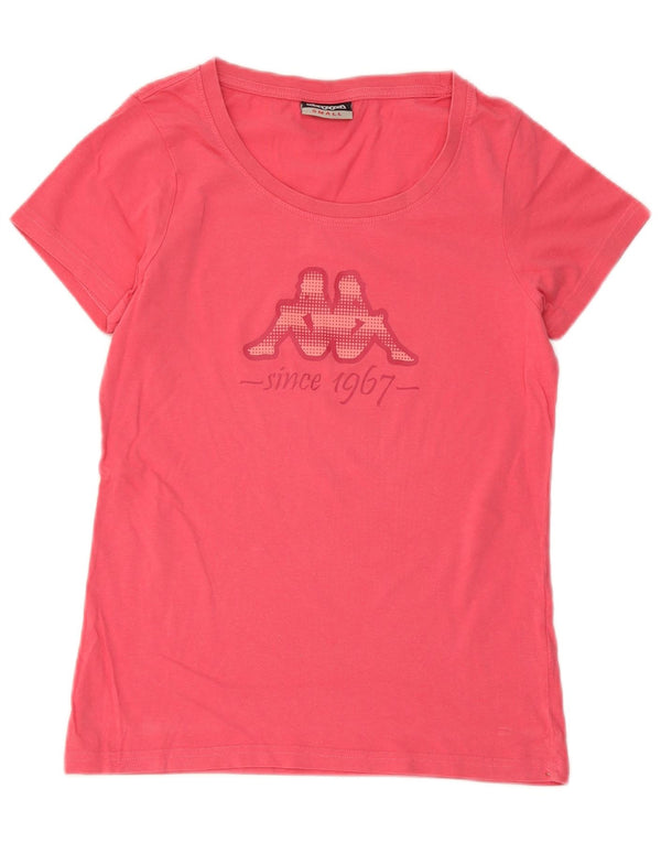 Kappa Dame Grafisk T-Shirt Top UK 8 Small Pink Bomuld