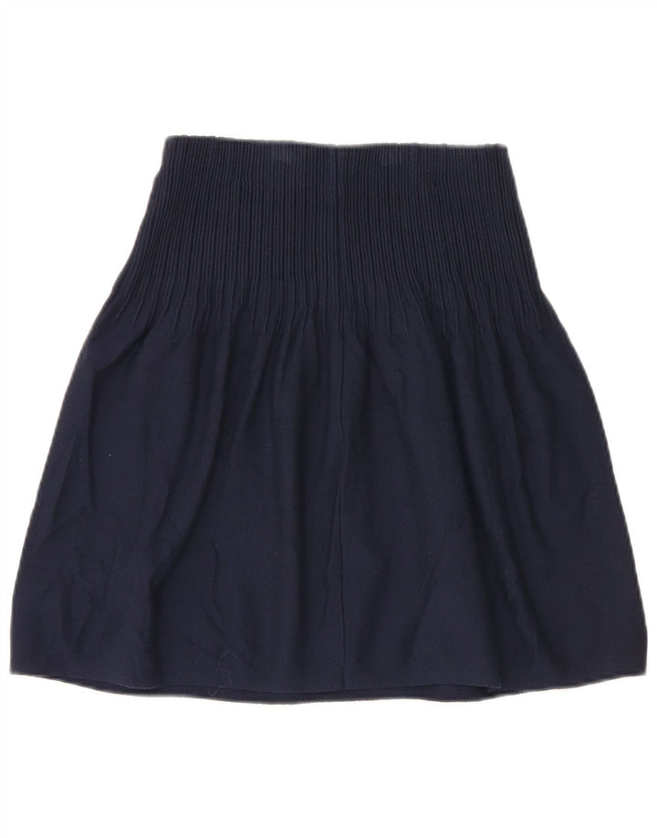 Massimo Dutti Womens Knit A-Line Skirt Small W26  Navy Blue Viscose