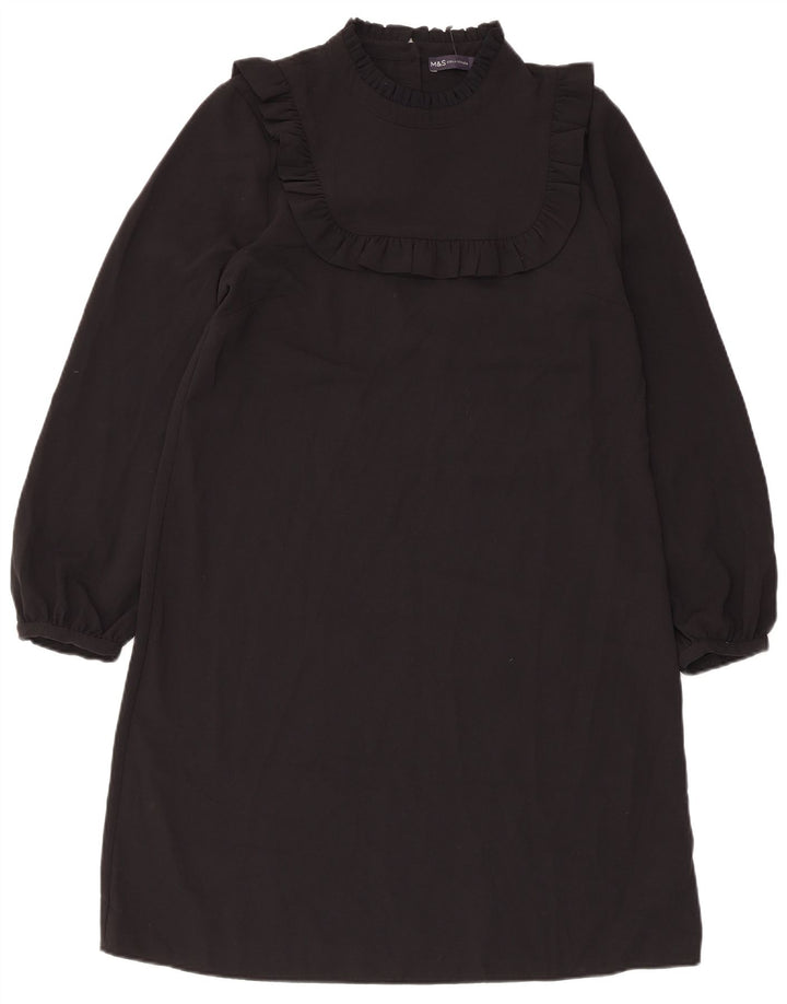 Marks & Spencer Dame Langærmet Shift Dress UK 12 Medium Black
