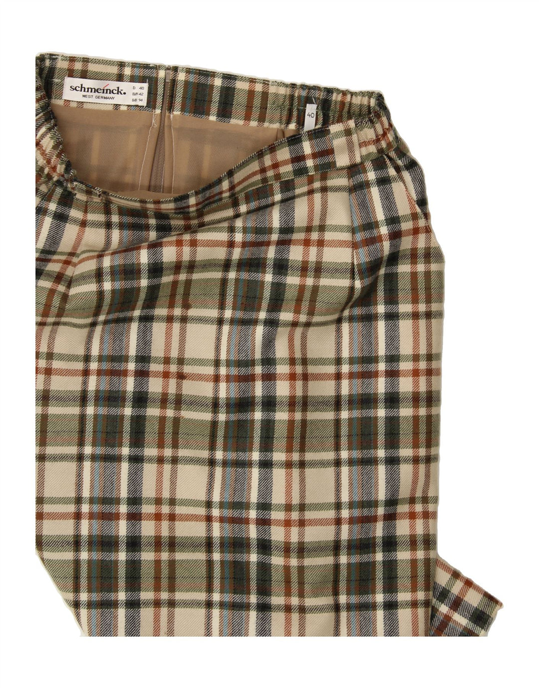 SCHMEINCK  Womens Midi Skirt IT 40 Small W30  Beige Plaid Vintage Schmeinck and Second-Hand Schmeinck from Messina Hembry 