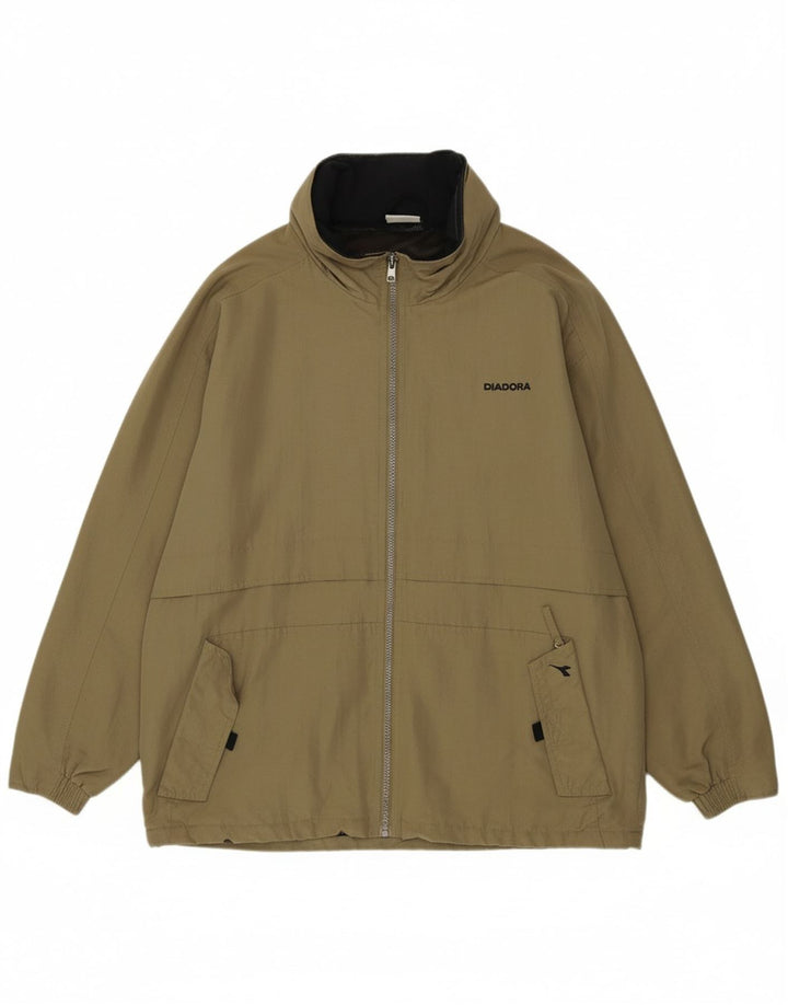 DIADORA Mens Rain Jacket UK 42 XL Khaki Polyamide Vintage Diadora and Second-Hand Diadora from Messina Hembry 