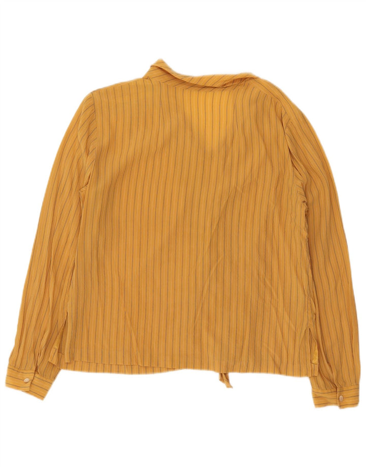 Vintage Womens See Through Blouse Top UK 16 Large Yellow Striped