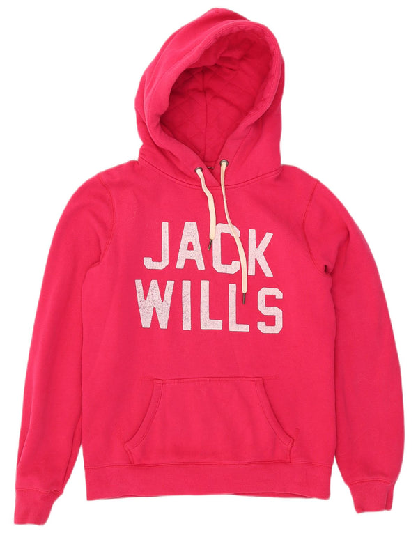 Jack Wills Γυναικείο Γραφικό Hoodie Jumper UK 12 Medium Pink Cotton