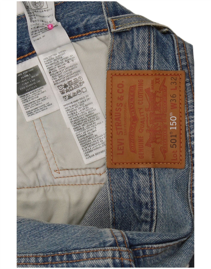 Levi's Herre 501 Straight Jeans W36 L32 Blå Patchwork Bomuld