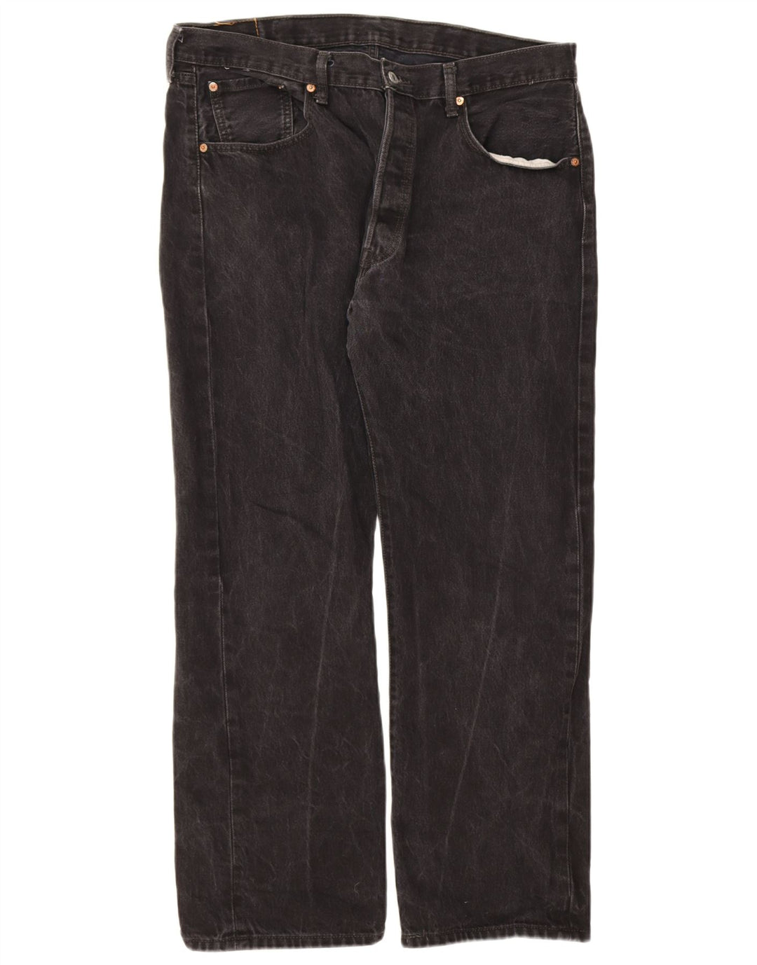 Levi's Mens 501 Straight Jeans W38 L30 Black Cotton