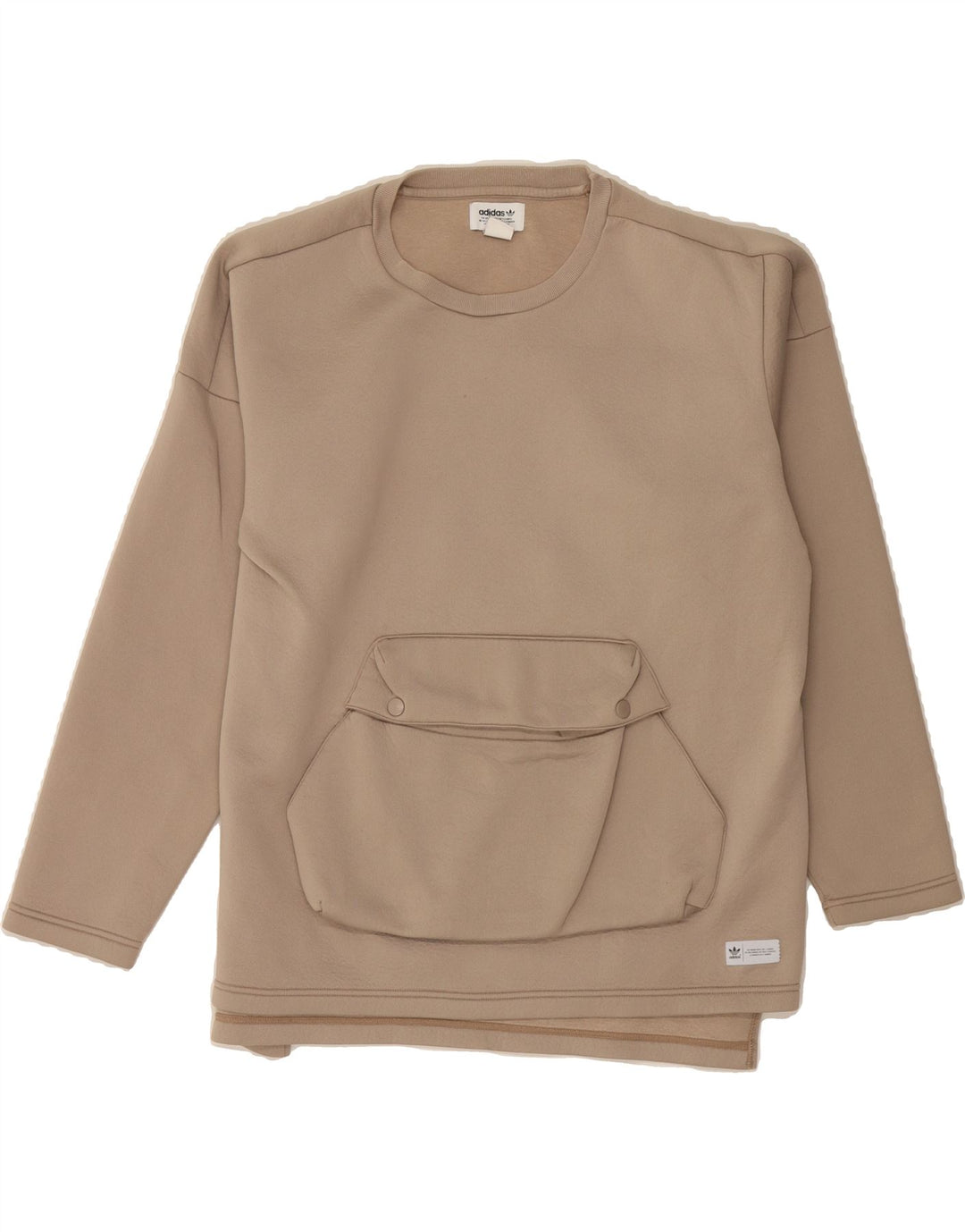ADIDAS Womens Longline Oversized Sweatshirt Jumper UK 14 Medium Beige Vintage Adidas and Second-Hand Adidas from Messina Hembry 