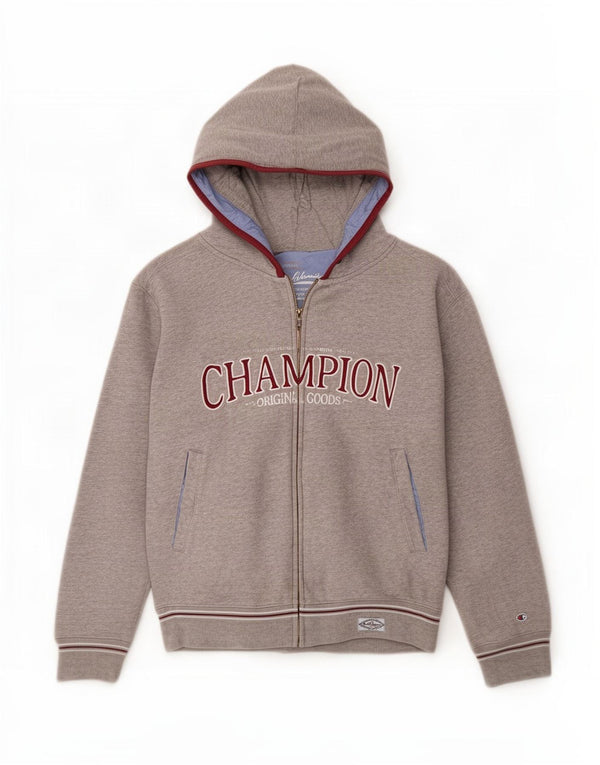 Champion Drenge grafisk hættetrøje med lynlås 7-8 år Small Grey Flecked