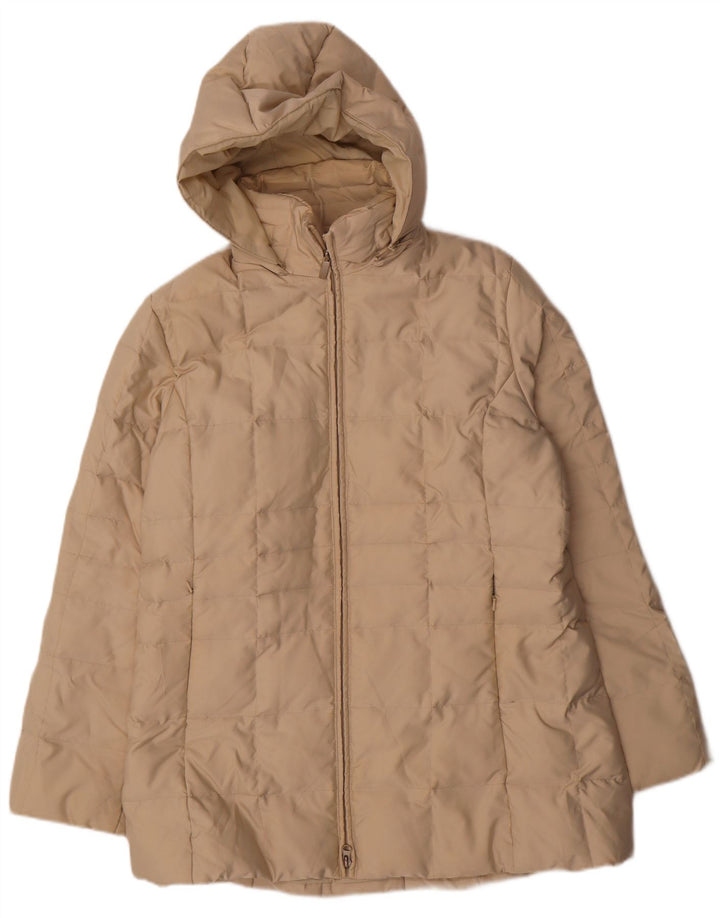 SERGIO TACCHINI Womens Hooded Padded Coat UK 16 Large Beige Polyester