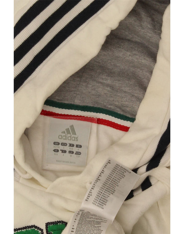 Adidas Mens Graphic Hoodie Jumper UK 36/38 Small White Cotton