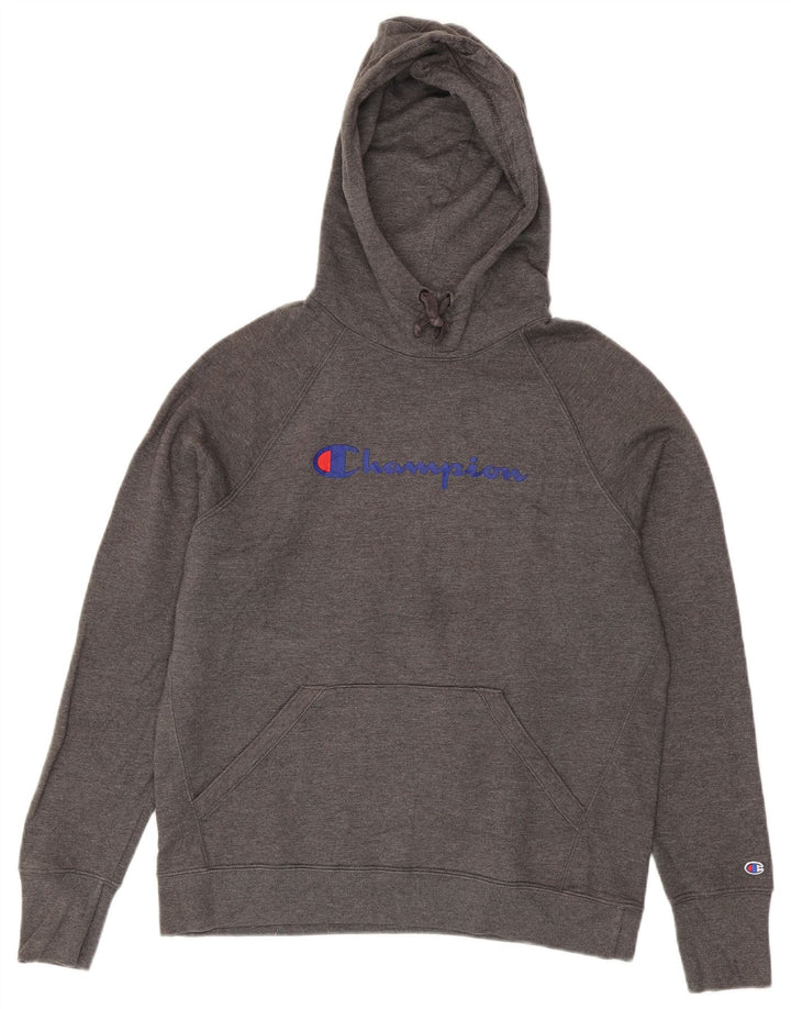 Champion Womens Graphic Hoodie Jumper UK 14 Medium Grey
