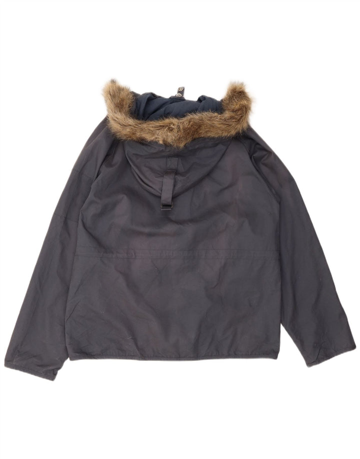 Levi's Mens Hooded Parka Jacket UK 36 Small Navy Blue Cotton
