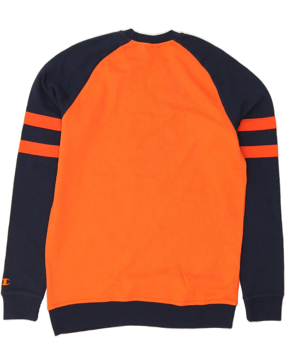 CHAMPION Mens Graphic Sweatshirt Jumper Small Orange Colourblock Cotton Vintage Champion and Second-Hand Champion from Messina Hembry 