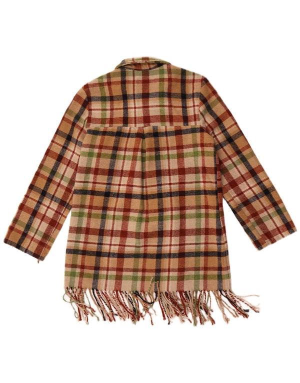 Soprabito lungo da donna vintage UK 14 Poliestere a quadri multicolore medio