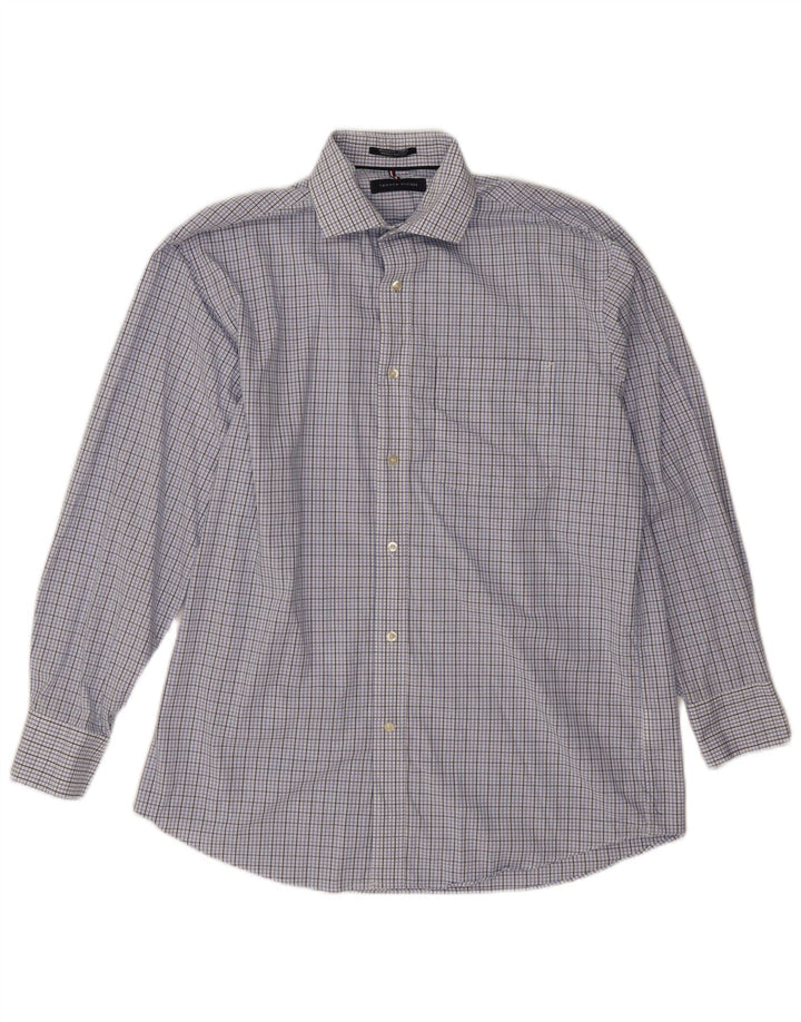 Tommy Hilfiger Mens Regular Fit Shirt Size 15 1/2  Medium Blue Check Cotton