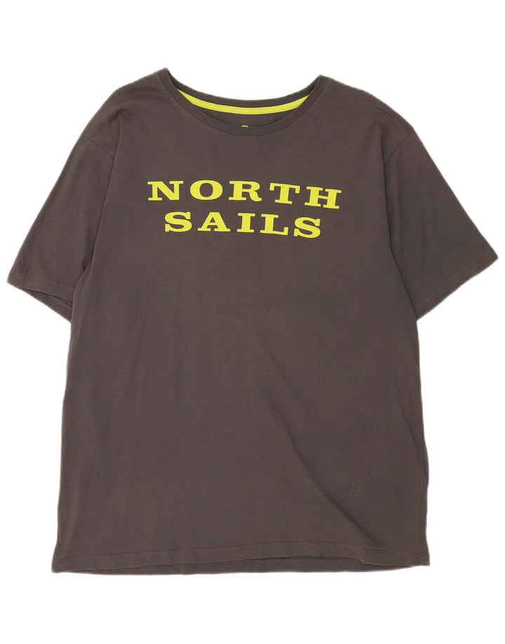 NORTH SAILS Mens Graphic T-Shirt Top XL Grey Cotton