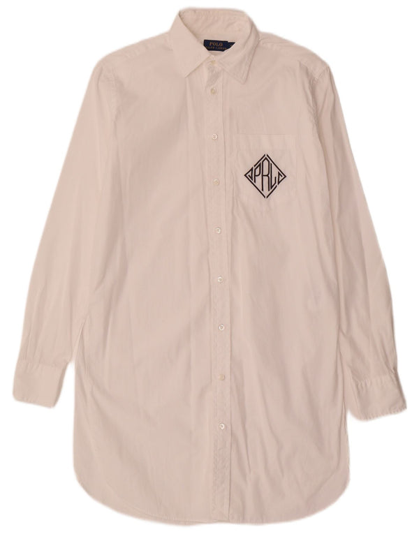 Polo Ralph Lauren Vestido camisero de manga larga para mujer US 00 2XS Blanco
