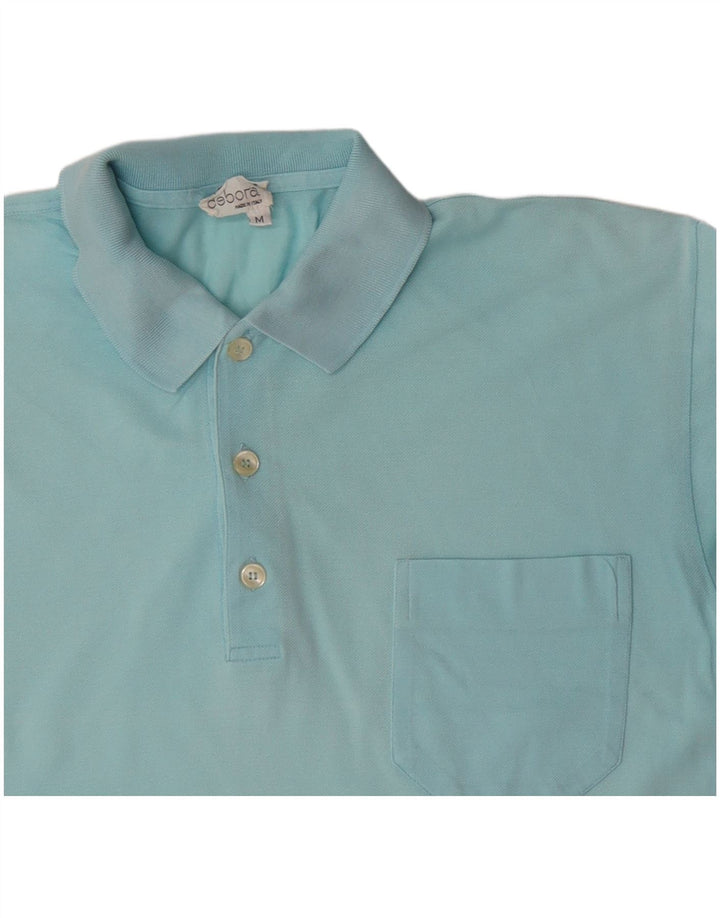 VINTAGE Mens Polo Shirt Medium Blue Cotton