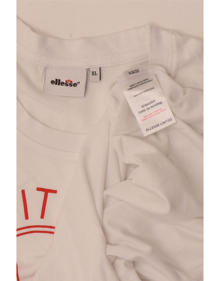 ELLESSE Canottiera grafica da uomo XL in cotone bianco