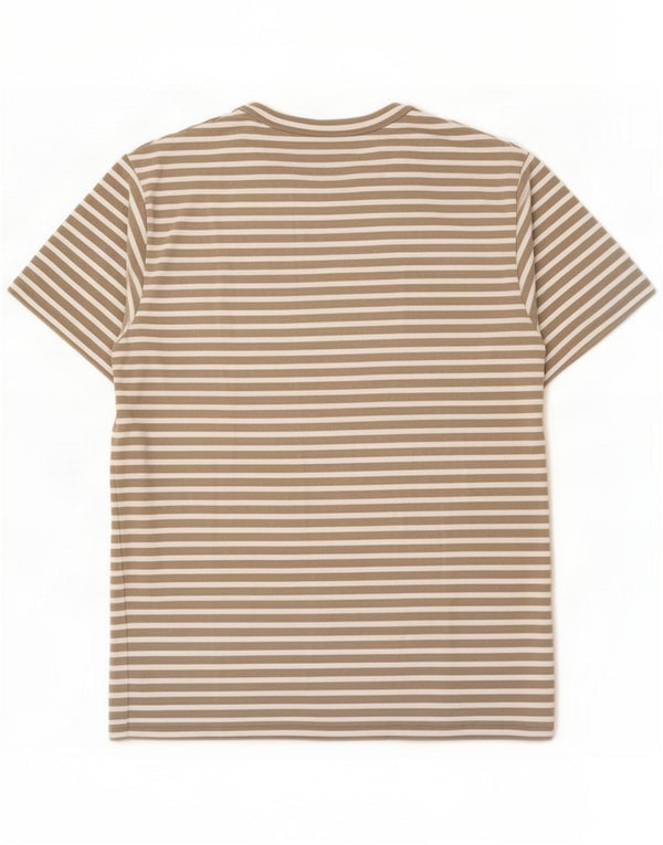 Cos Mens T-Shirt Top Medium Beige Striped Cotton