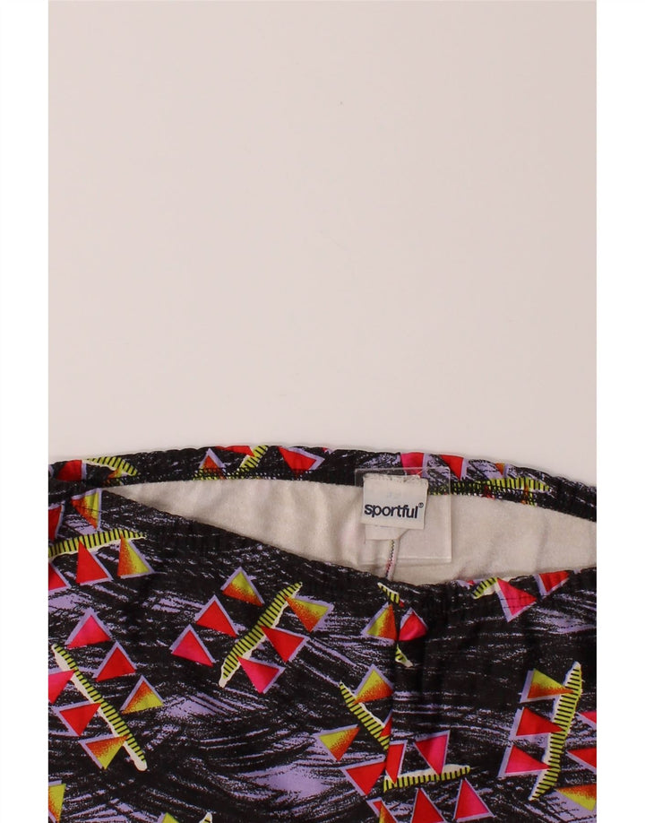SPORTFUL Womens Leggings Large W34 L28 Black Geometric Polyester Vintage Sportful and Second-Hand Sportful from Messina Hembry 
