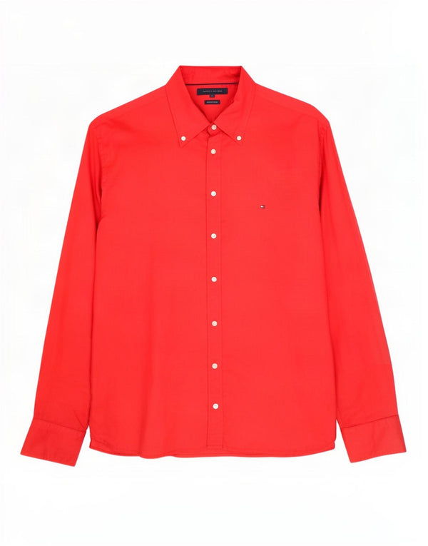 Tommy Hilfiger Herrenhemd XL, rotes Leinen