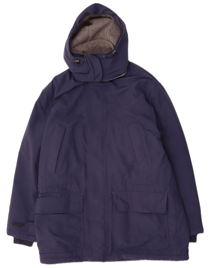 Lands End Mens Hooded Regular Fit Parka Jacket UK 38/40 Medium Navy Blue