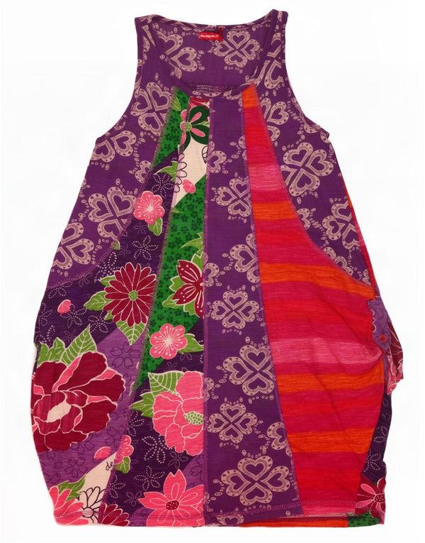 Desigual Vestido Bolha Relaxado Menina 13-14 Anos Roxo Floral
