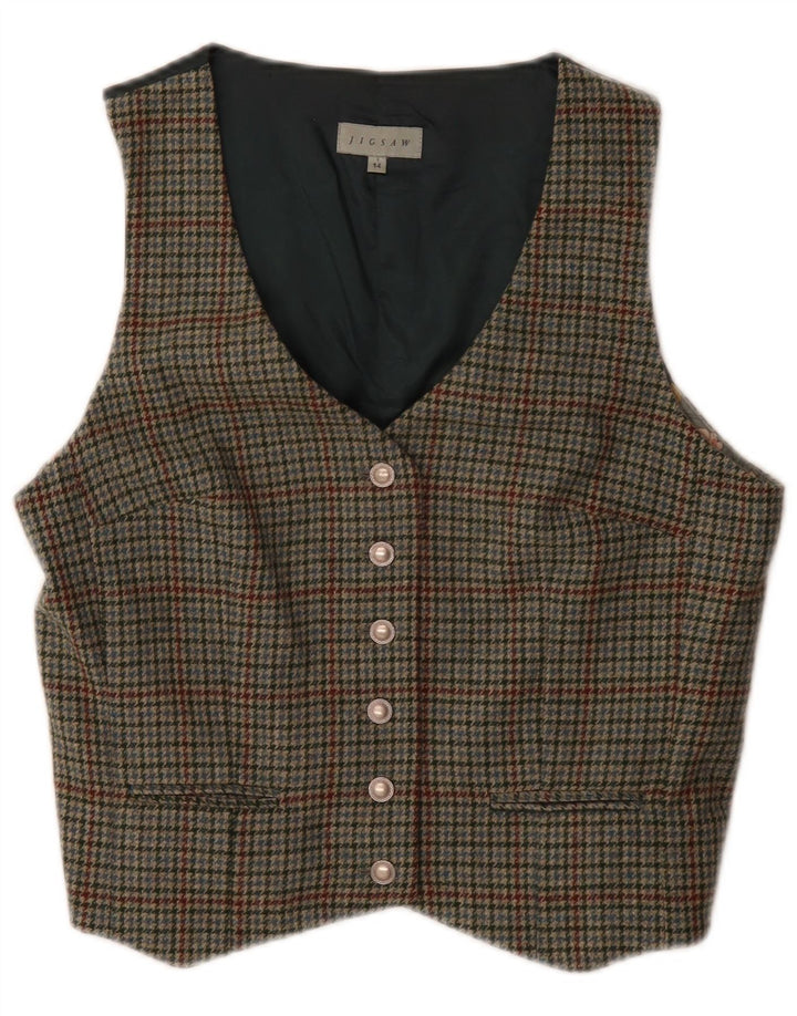 Γυναικείο γιλέκο Jigsaw UK 14 Medium Green Houndstooth Wool Classic