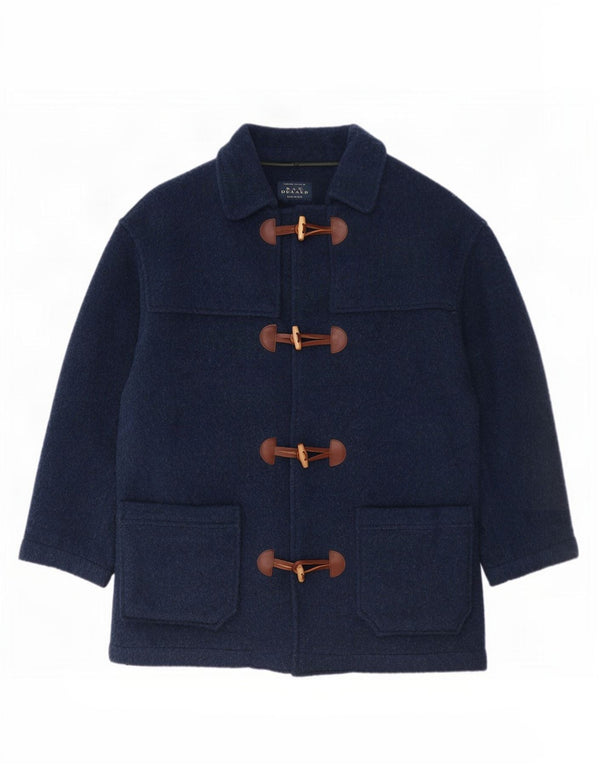Vintage hombre Duffle abrigo IT 50 lana azul marino grande