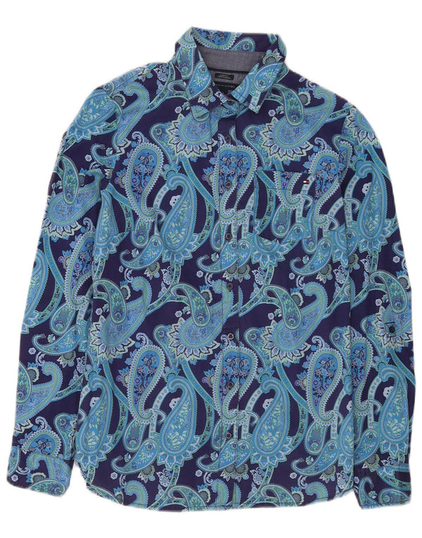 Tommy Hilfiger Womens Classic Fit Shirt UK 10 Small Blue Paisley Modern