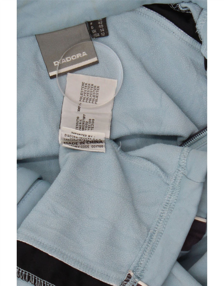 DIADORA Womens Tracksuit Top Jacket UK 14 Large Blue Colourblock Polyester