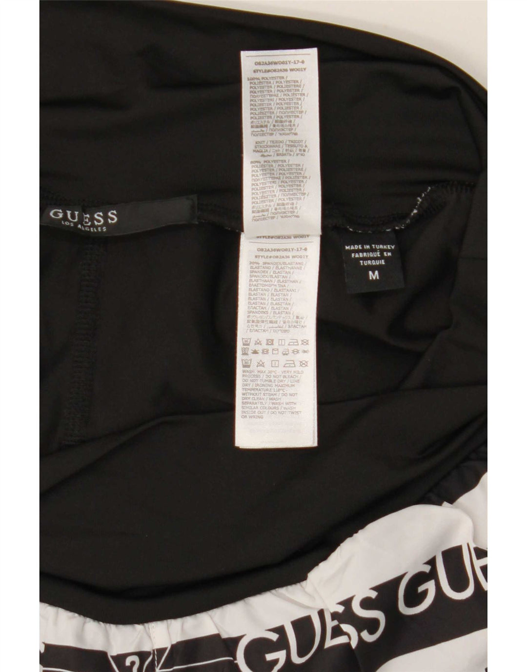 Guess Womens Graphic Sport Shorts UK 12 Medium Black Striped Polyester