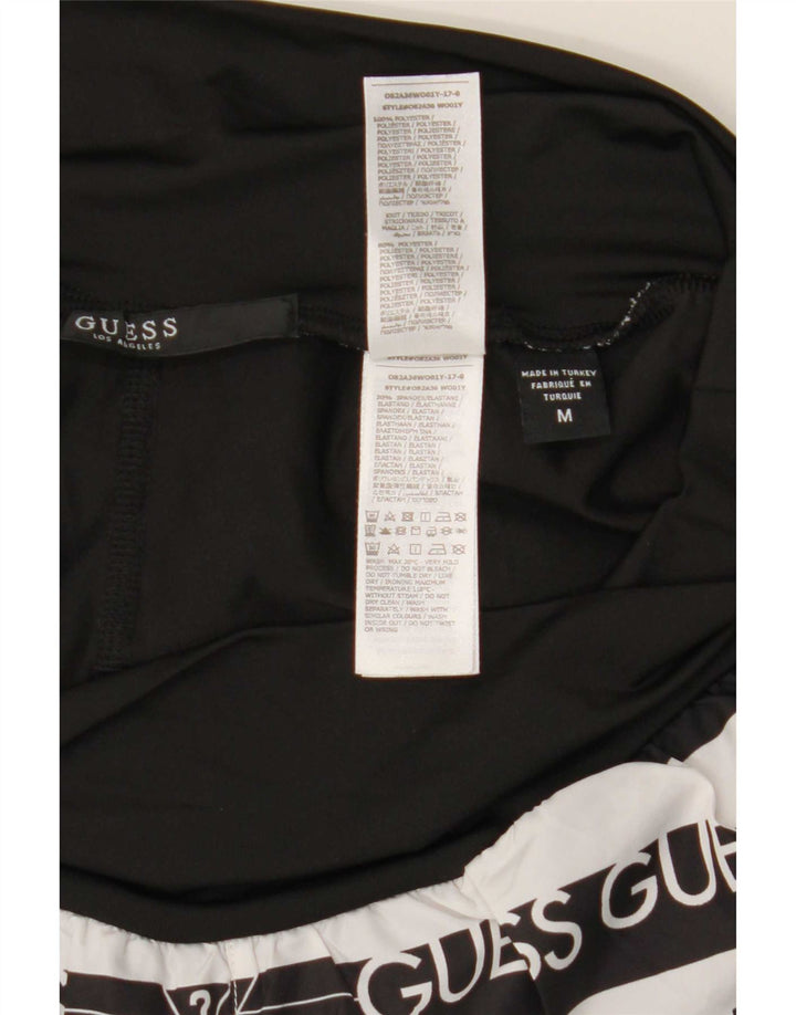Guess Womens Graphic Sport Shorts UK 12 Medium Black Striped Polyester