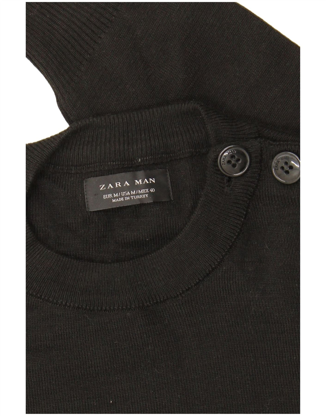 Zara Herre sweater med rund hals, medium sort