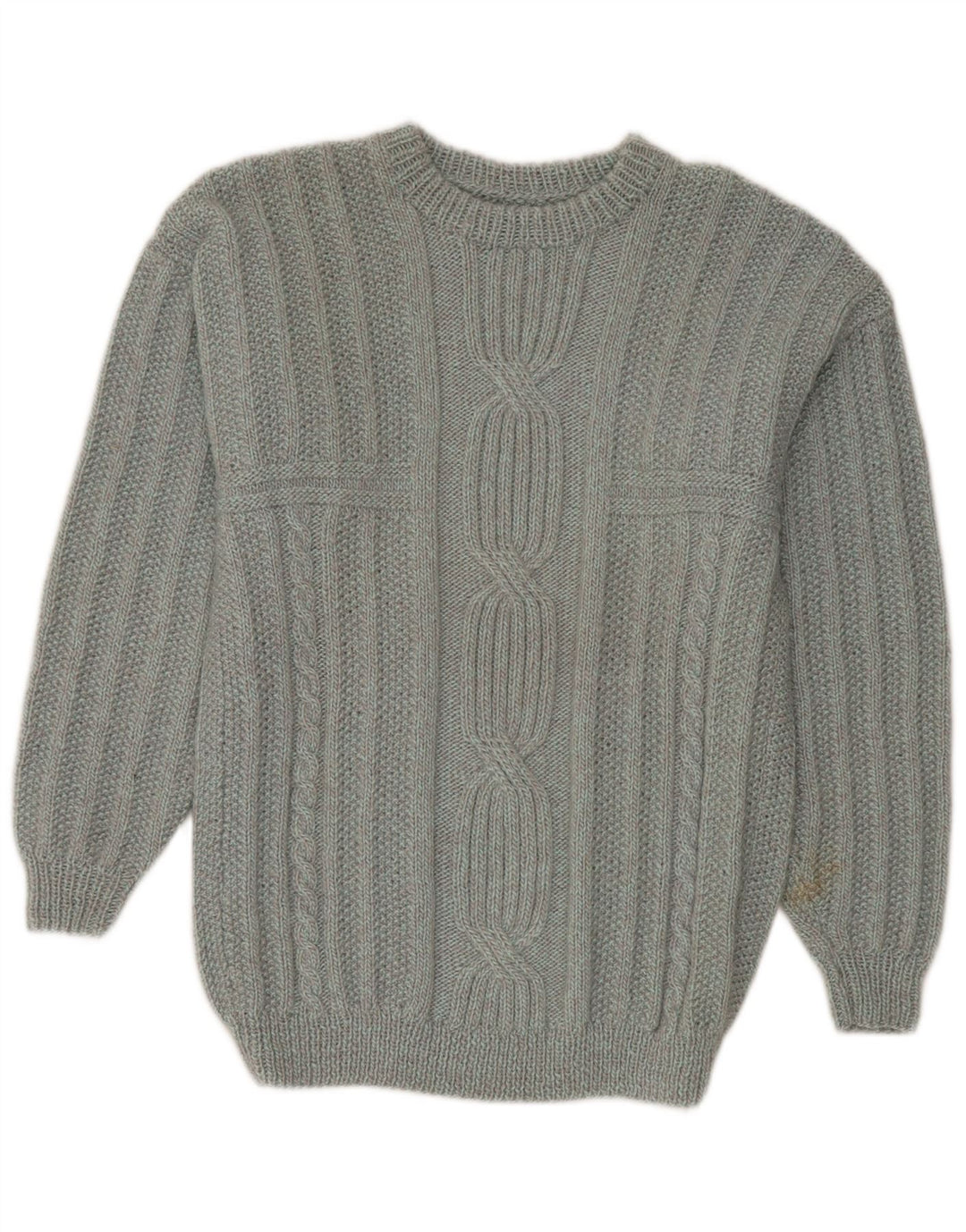 Maglione vintage da uomo girocollo grigio medio