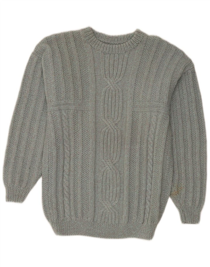 Maglione vintage da uomo girocollo grigio medio