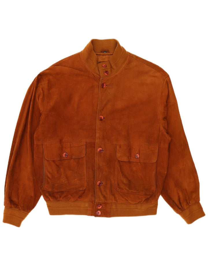 Vintage Mens Suede Bomber Jacket IT 52 XL Brown Leather